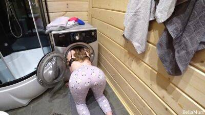 Bella gets stuck in the washing machine and opportunistically doggystyled. on youpornvideos.one