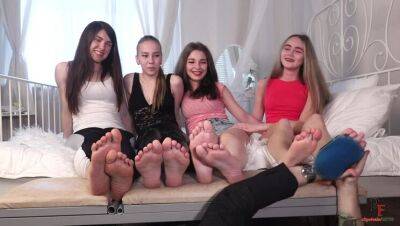 Quadruple tickle pleasure - ticklish young feet and upperbody on youpornvideos.one