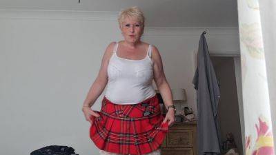 Tartan Skirt Stockings And White See Thru Panties on youpornvideos.one