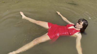 Wetlook Red - Wearing A Beautiful Red Dress That Floats On Water on youpornvideos.one