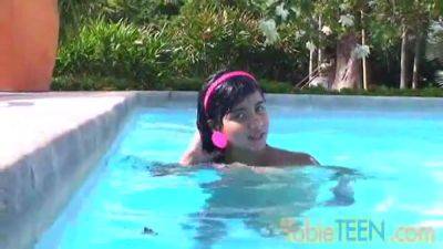 Tobie teen masturbating outdoors by the pool on youpornvideos.one