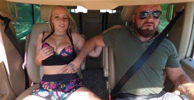 Seductive blonde gets her dose on the back seat before sucking the cock dry in the sun on youpornvideos.one