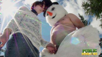 Public Handjobs Brandi de Lafey Strokes A Snowman on youpornvideos.one