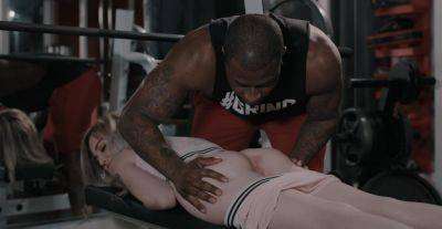 Black lover tries p***e pussy at the gym in remarkable interracial on youpornvideos.one