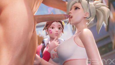 Dva takes over the experience of sucking dick from a skillful Mercy on youpornvideos.one