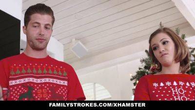 Milane Blanc & Riley Mae get naughty during the holidays with their familystrokes on youpornvideos.one