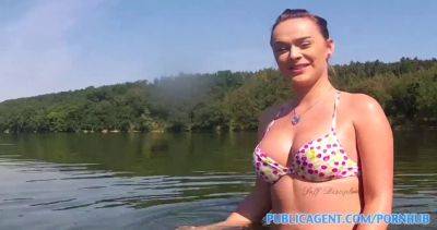 Bikini babe with huge tits gets pounded on the lake in POV reality video on youpornvideos.one