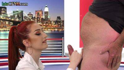 CFNM redhead British babe sucks cock in live TV show - Britain on youpornvideos.one