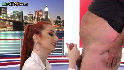 CFNM redhead British babe sucks cock in live TV show - Britain on youpornvideos.one