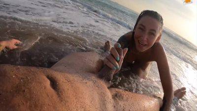 Real Couple Having Fun On A Nudist Beach. Sexy Wet Blowjob on youpornvideos.one