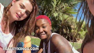 Reality Kings take on Deja Marie & Abigaiil in wild dildo orgy with natural tits bouncing on youpornvideos.one