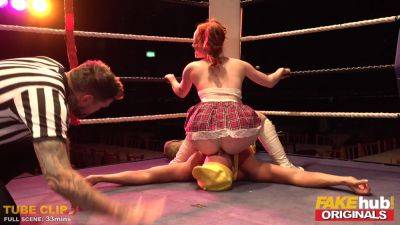 Redhead schoolgirl Ella Hughes rock inches in crazy Wrestling show - Britain on youpornvideos.one