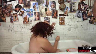 BBW food fetish domina ride sub hard cock in bathroom on youpornvideos.one