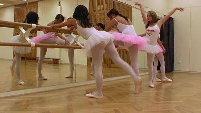 Needy ballerinas are enjoying a nice oral play on the dance floor on youpornvideos.one