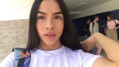 Latin brunette wanted sex so much that she decided to masturbate right in college. on youpornvideos.one