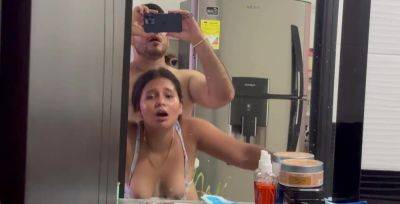 Morning sex in the bathroom with a thicc and teeny Latina on youpornvideos.one