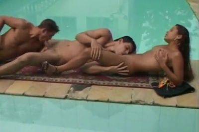 Bisexual Threesome In Swimming Pool on youpornvideos.one