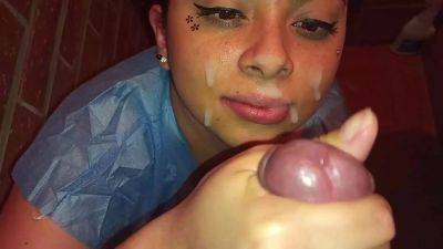 Latina girl being enthusiastic about blowjob and gets facial pov on youpornvideos.one