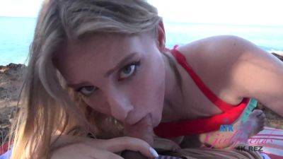 Blonde beauty throats the big dick before sharing outdoor POV sex on youpornvideos.one