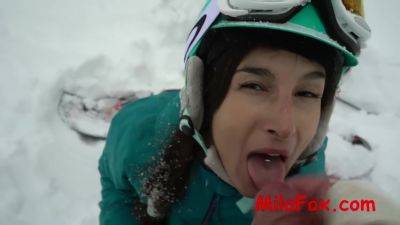 Hotly Sucked A Dick Snowboarder In The Woods In The Frost. Sperm On Face - Mila Fox on youpornvideos.one