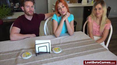 Two Hotties And Their Male Friend Participate In A Naughty Strip Game on youpornvideos.one