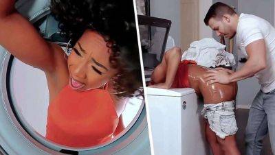 Feeling up My Girlfriend's Ebony Mom Stuck in Washing Machine - MILFED on youpornvideos.one