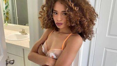 Sexy black stepsister Cecilia Lion strips naked for stepbrother on youpornvideos.one